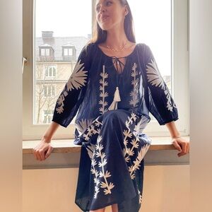 Debbie Katz Cotton Maxi Embroidered Sun Dress NWT